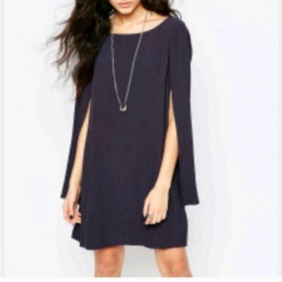 Free People Dresses & Skirts - Free People some like it hot Navy Blue slit sleeve Cape Dress